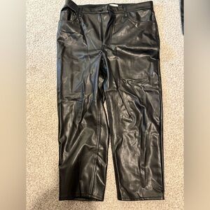 Abercrombie & Fitch Ankle Straight Ultra high rise Black Vegan Leather Pants